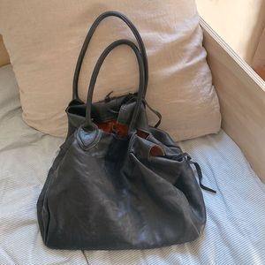 Let&Her black leather handbag made in Italy. 100% leather. Soft suede interior.